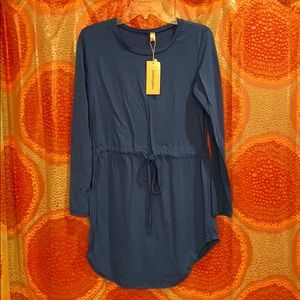 Blue tie waste dress